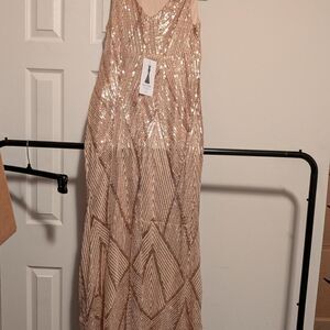 XUChic gold sequin maxi dress